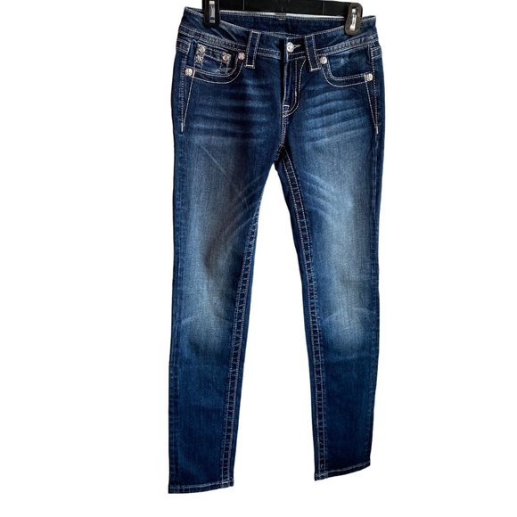 New Women's Jeans Sz 26 skinny cut Denim Embellished Pockets no size tag Miss Me - Picture 2 of 13